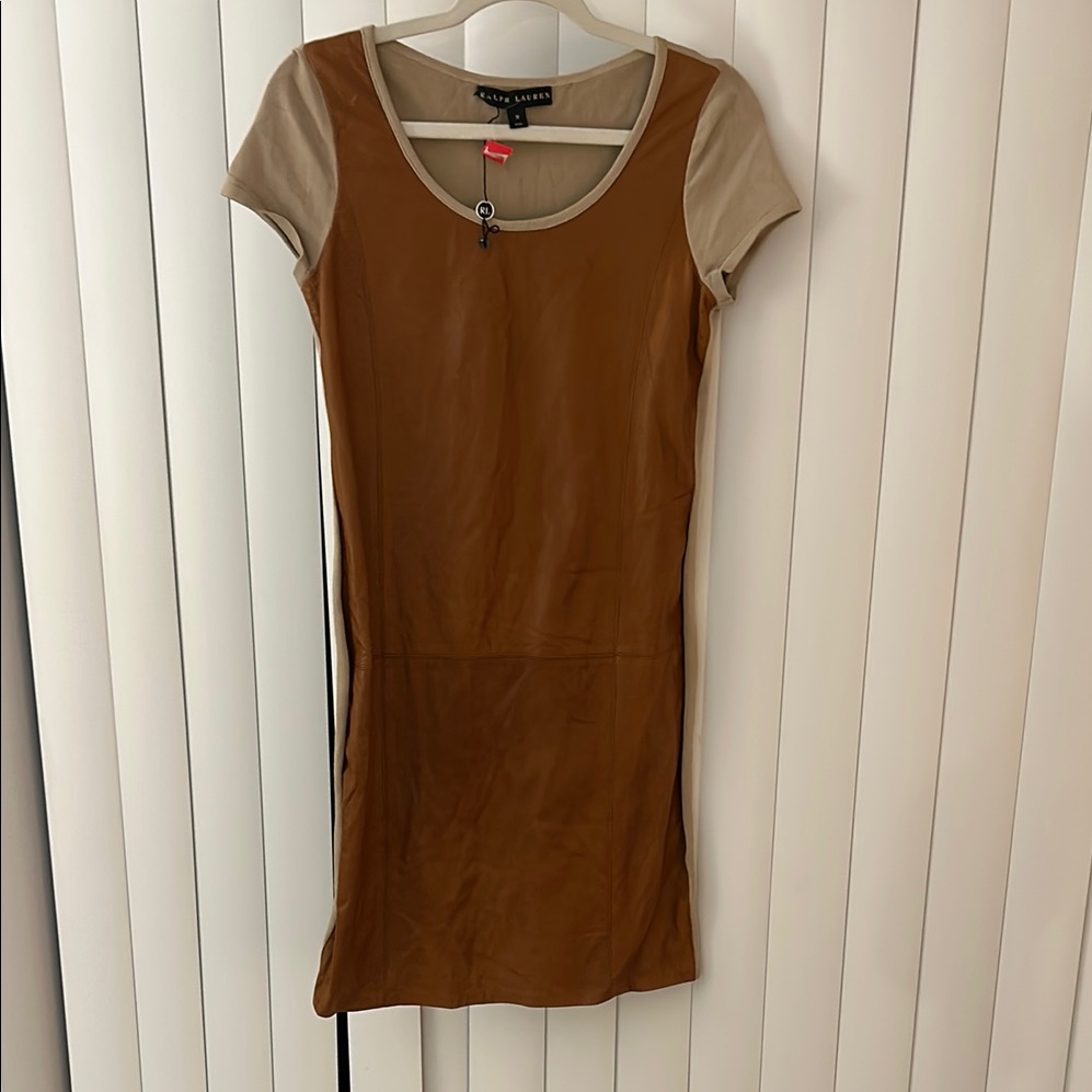 Ralph Lauren Black Label Brown And Tan Midi Dress